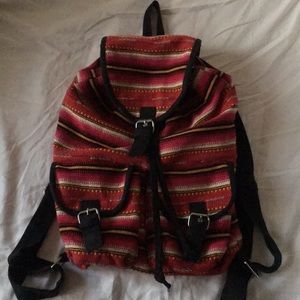 Tribal woven embroidered backpack
